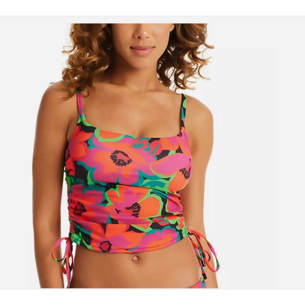 Sanctuary Womens Floral Print Side Tie Beachwear Tankini Swim Top 10574